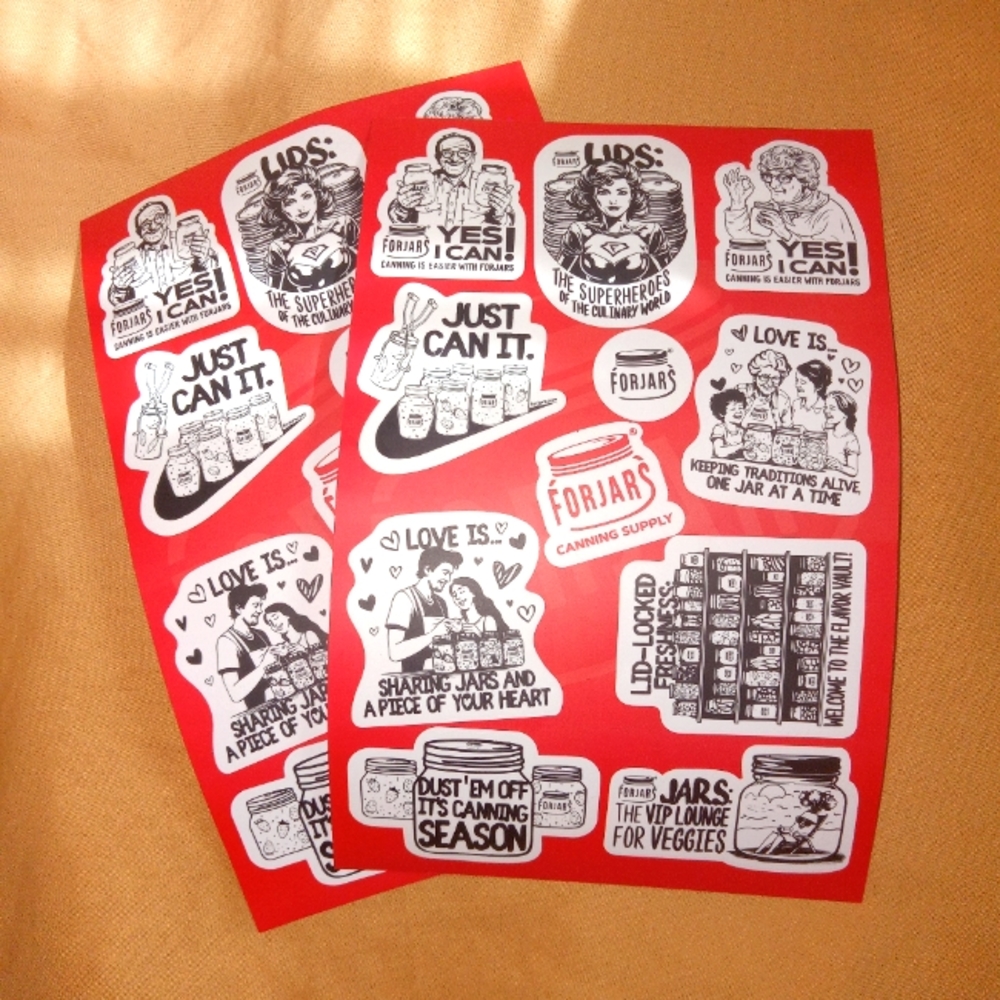 ♥️🖤🤍 NWT For Jars Canning Jarring Preserving Dehydrating Foods Stickers Fun - Picture 1 of 4